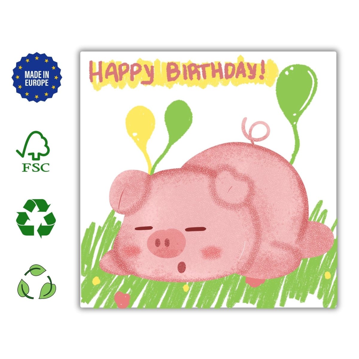 Little Pig Birthday Card, Cute Girls Greeting, Adorable Animal Birthday Wishes, Girl&#39;s Celebration Card, Gift Idea Daughter Niece Nephew - Leo Hobby Marketplace