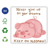 Never Give Up on Your Dreams Card, Funny Sleeping Pig Greeting, Motivational Cheer Up Card, Cute Illustrated Animal Humor Postcards - Leo Hobby Marketplace