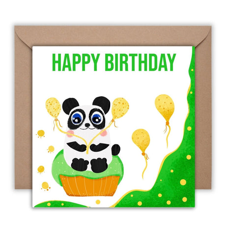 Panda Birthday Card, Cute Personalised Custom, Painting Animals, Blank Card, Set Card, Pet Greeting Card, Panda Happy Birthday Card - Leo Hobby Marketplace