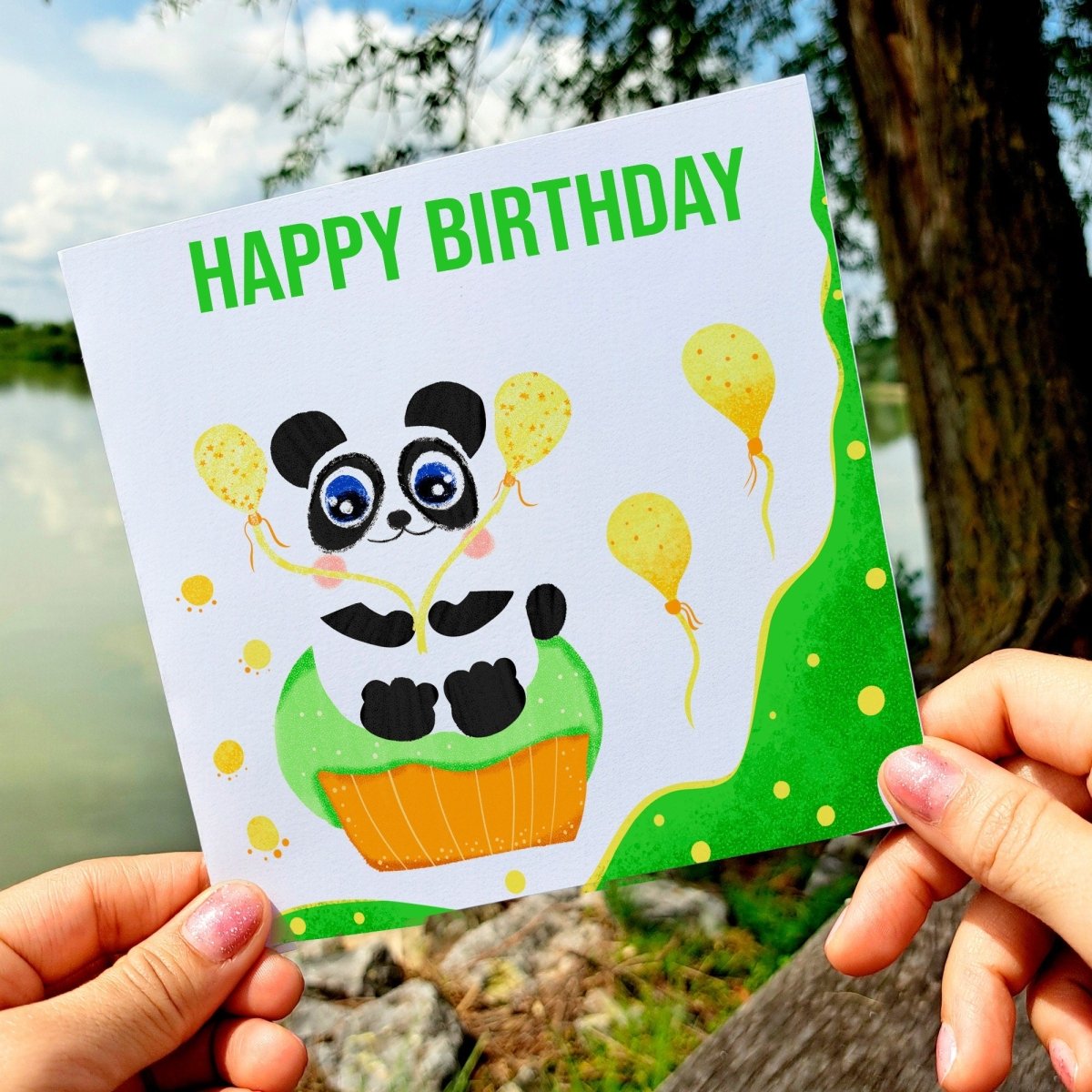 Panda Birthday Card, Cute Personalised Custom, Painting Animals, Blank Card, Set Card, Pet Greeting Card, Panda Happy Birthday Card - Leo Hobby Marketplace