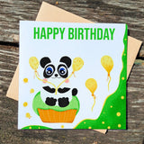 Panda Birthday Card, Cute Personalised Custom, Painting Animals, Blank Card, Set Card, Pet Greeting Card, Panda Happy Birthday Card - Leo Hobby Marketplace