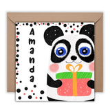 Panda Birthday Card for Girls with Name and Custom Message, Cute Illustrated Animal Cards, Fun Kids Greeting Card, Gifts for Toddlers - Leo Hobby Marketplace