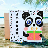 Panda Birthday Card for Girls with Name and Custom Message, Cute Illustrated Animal Cards, Fun Kids Greeting Card, Gifts for Toddlers - Leo Hobby Marketplace