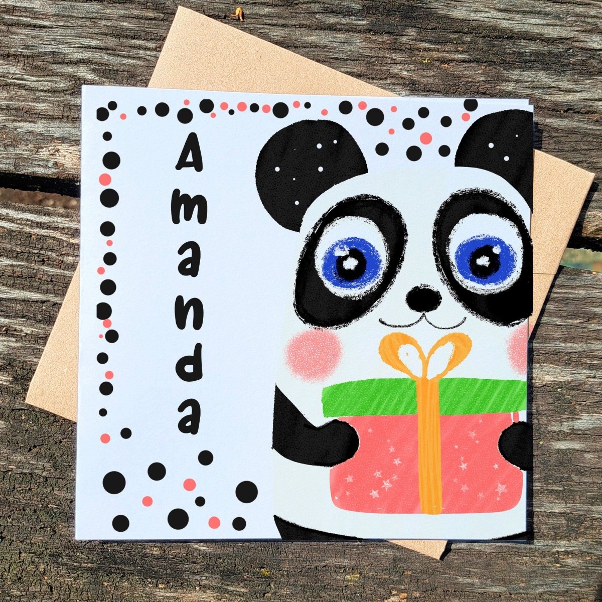 Panda Birthday Card for Girls with Name and Custom Message, Cute Illustrated Animal Cards, Fun Kids Greeting Card, Gifts for Toddlers - Leo Hobby Marketplace