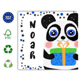 Panda Gift Box Birthday Card for Boys, Add Name and Message, Fun Kids Greeting Card, Cute Illustrated Animal Cards - Leo Hobby Marketplace