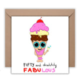 Personalized Icecream Absolutely Fabulous Birthday Card 50, 50th years old Fabulous Gift, Milestone Postcards, Cards for Bestfirned - Leo Hobby Marketplace