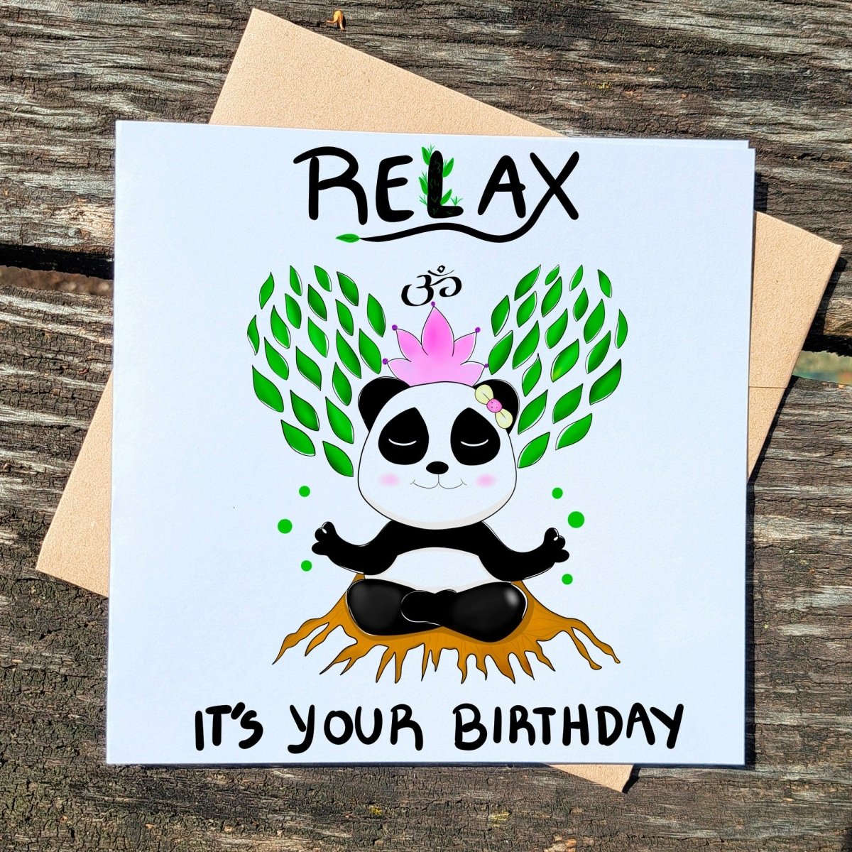 Relax, It’s Your Birthday – Meditating Panda Zen Greeting Card with Custom Message | Unique Yoga & Meditation Gift for Friends - Leo Hobby Marketplace