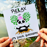 Relax, It’s Your Birthday – Meditating Panda Zen Greeting Card with Custom Message | Unique Yoga & Meditation Gift for Friends - Leo Hobby Marketplace