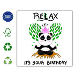 Relax, It’s Your Birthday – Meditating Panda Zen Greeting Card with Custom Message | Unique Yoga & Meditation Gift for Friends - Leo Hobby Marketplace