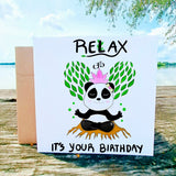 Relax, It’s Your Birthday – Meditating Panda Zen Greeting Card with Custom Message | Unique Yoga & Meditation Gift for Friends - Leo Hobby Marketplace