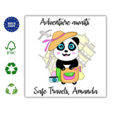 Safe Travels Greetings Card, Panda Trip Custom Name Message Cards, Illustrated Best Wishes, Good Trip Happy Travel, Moving Away Card - Leo Hobby Marketplace