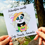 Safe Travels Greetings Card, Panda Trip Custom Name Message Cards, Illustrated Best Wishes, Good Trip Happy Travel, Moving Away Card - Leo Hobby Marketplace