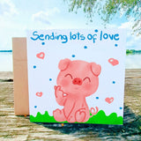 Sending Love Card, Pig Greeting Postcard, Sweet Pork in Nature, Perfect for Birthdays, Thank You, Thinking of You Gift Idea, Cute Birthday - Leo Hobby Marketplace