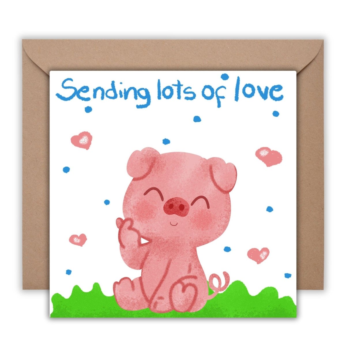 Sending Love Card, Pig Greeting Postcard, Sweet Pork in Nature, Perfect for Birthdays, Thank You, Thinking of You Gift Idea, Cute Birthday - Leo Hobby Marketplace