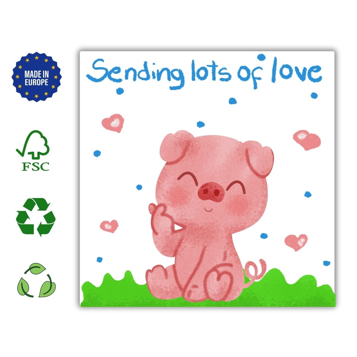 Sending Love Card, Pig Greeting Postcard, Sweet Pork in Nature, Perfect for Birthdays, Thank You, Thinking of You Gift Idea, Cute Birthday - Leo Hobby Marketplace