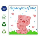 Sending Love Card, Pig Greeting Postcard, Sweet Pork in Nature, Perfect for Birthdays, Thank You, Thinking of You Gift Idea, Cute Birthday - Leo Hobby Marketplace