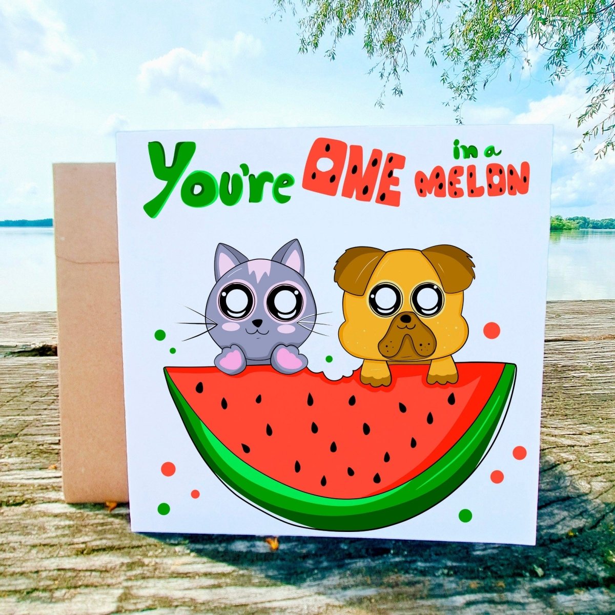 You're One in a Melon Greeting Card, Cute Greeting Cards, Thinking of you Cards, Blank Greeting Cards - Leo Hobby Marketplace