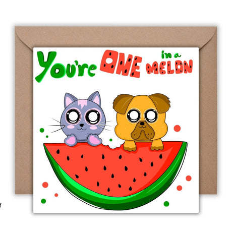 You're One in a Melon Greeting Card, Cute Greeting Cards, Thinking of you Cards, Blank Greeting Cards - Leo Hobby Marketplace