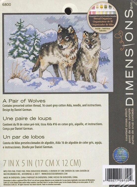 A PAIR OF WOLVES, Counted Cross Stitch Kit, 16 count dove grey Aida, DIMENSIONS (06800) - Leo Hobby