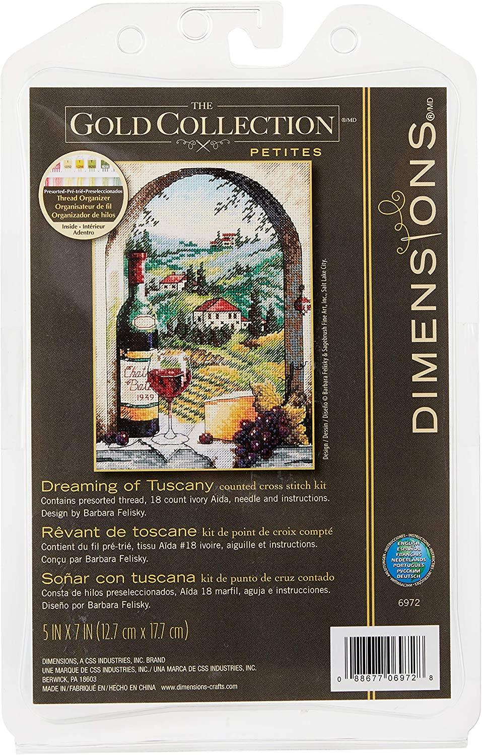 DREAMING OF TUSCANY, Counted Cross Stitch Kit, 18 count ivory Aida, DIMENSIONS (06972) - Leo Hobby