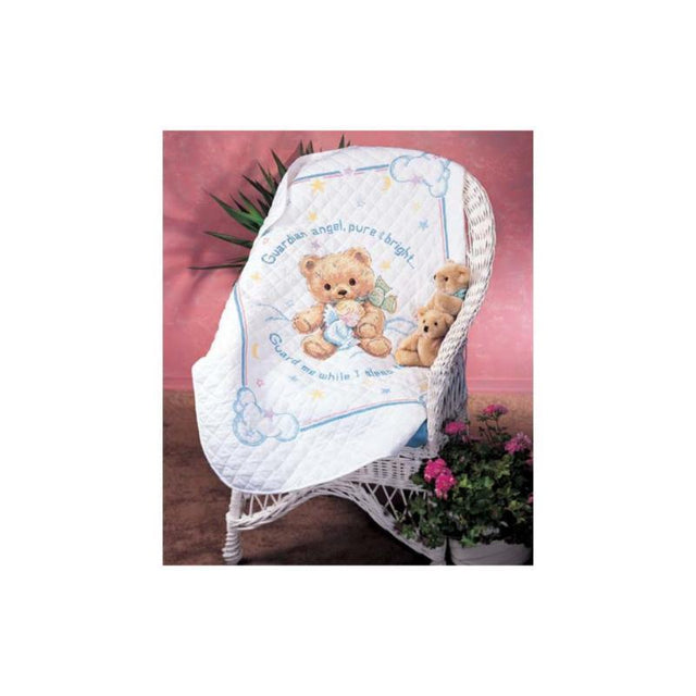 CUDDLY BEAR QUILT, Stamped Cross Stitch Kit, size 86 x 109 cm, DIMENSIONS (13065) - Leo Hobby