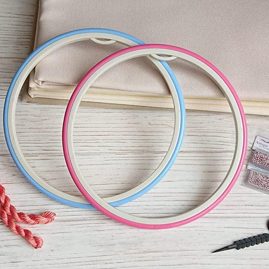 170-8 Nurge Screwless Plastic Flexible Embroidery Hoop 9,5 mm x 200 mm ( 8”)  with a Rubbery Outer Ring
