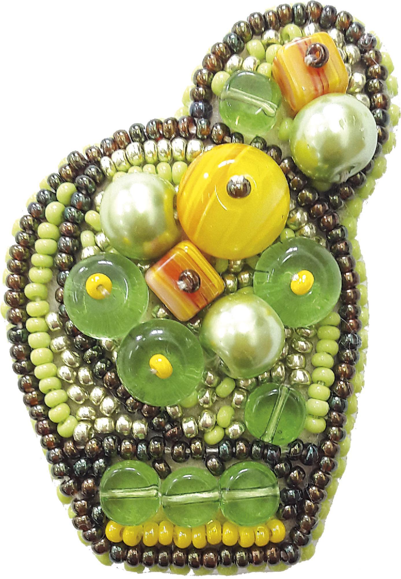 BP-187 Beadwork kit for creating broоch Crystal Art "Bright cactus" - Leo Hobby