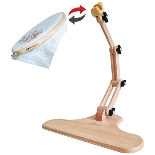 190-4 Nurge Adjustable Wooden Embroidery Table Stand, Seated Embroidery Stand