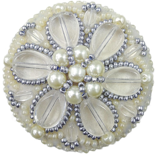 BP-196 Beadwork kit for creating broоch Crystal Art "Pearl petals"