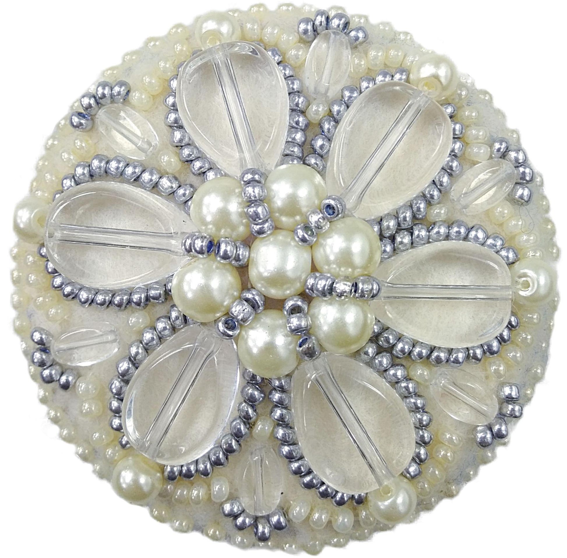 BP-196 Beadwork kit for creating broоch Crystal Art "Pearl petals" - Leo Hobby
