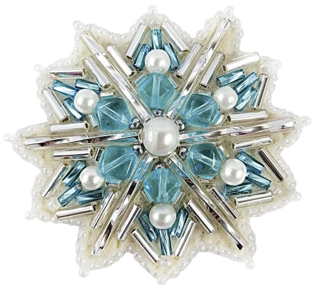 BP-252 Beadwork kit for creating broоch Crystal Art "Snowflake"