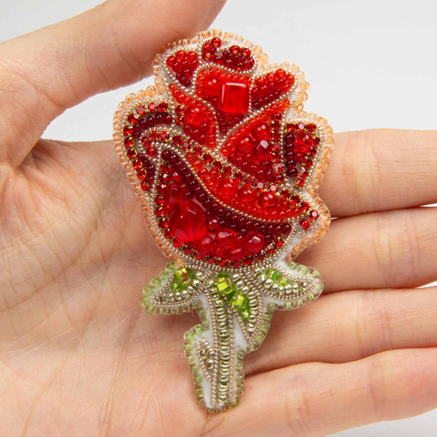 BP-275 Beadwork kit for creating broоch Crystal Art "Rose" - Leo Hobby