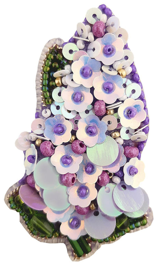 BP-276 Beadwork Embroidery kit for creating broоch Crystal Art "Lilac" Momentos Magicos