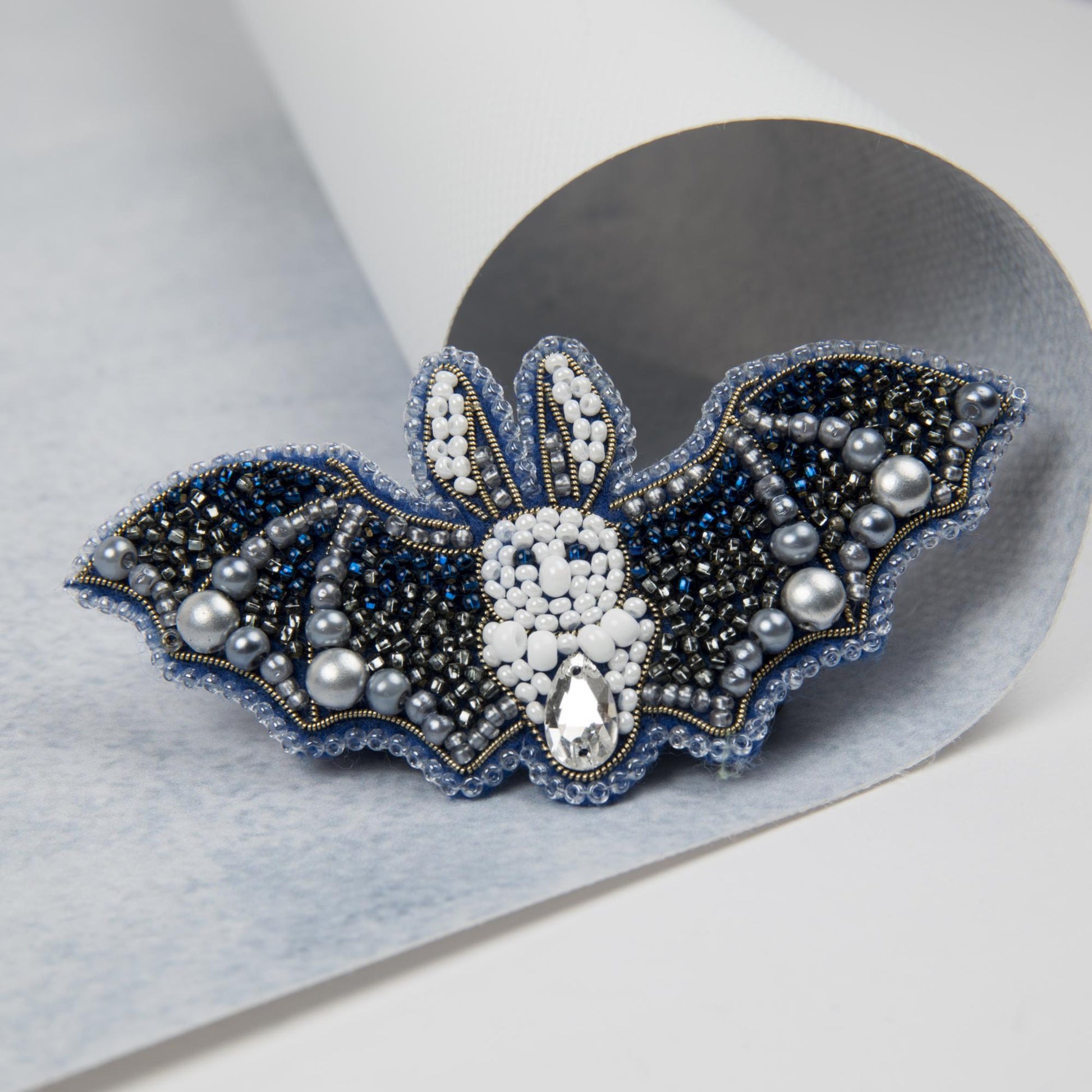 BP-279 Beadwork kit for creating broоch Crystal Art "Bat" - Leo Hobby