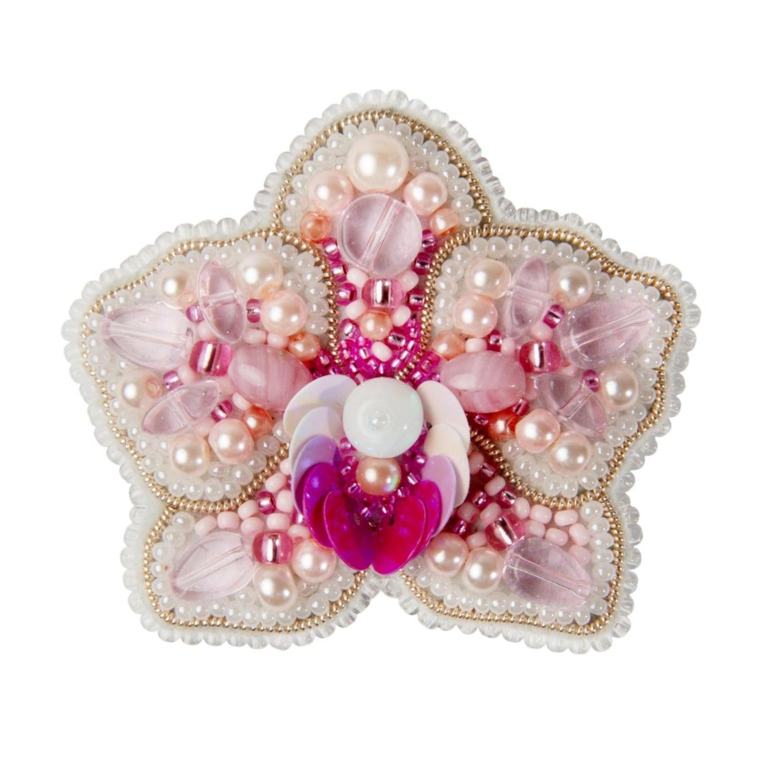 BP-301 Beadwork kit for creating broоch Crystal Art "Orchid" - Leo Hobby