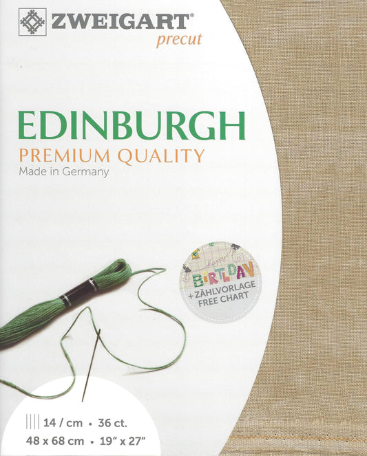 Zweigart Precut Edinburgh Vintage col. 3009 Fabric Cut 48 x 53 cm (19" x 21"), 100% Linen, 14 Threads / cm - 35 ct. (3217/3009)