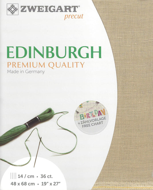 Zweigart Precut Edinburgh col. 309 Fabric Cut 48 x 53 cm (19" x 21"), 100% Linen, 14 Threads / cm - 35 ct. (3217/309)