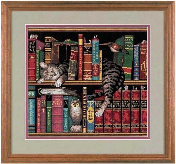 FREDERICK THE LITERATE, Counted Cross Stitch Kit, 14 count black Aida, DIMENSIONS (35048) - Leo Hobby