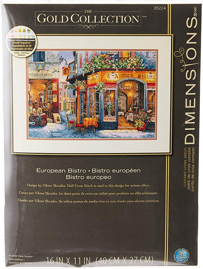 EUROPEAN BISTRO, Counted Cross Stitch Kit, 16 count dove grey cotton Aida, DIMENSIONS (35224) - Leo Hobby
