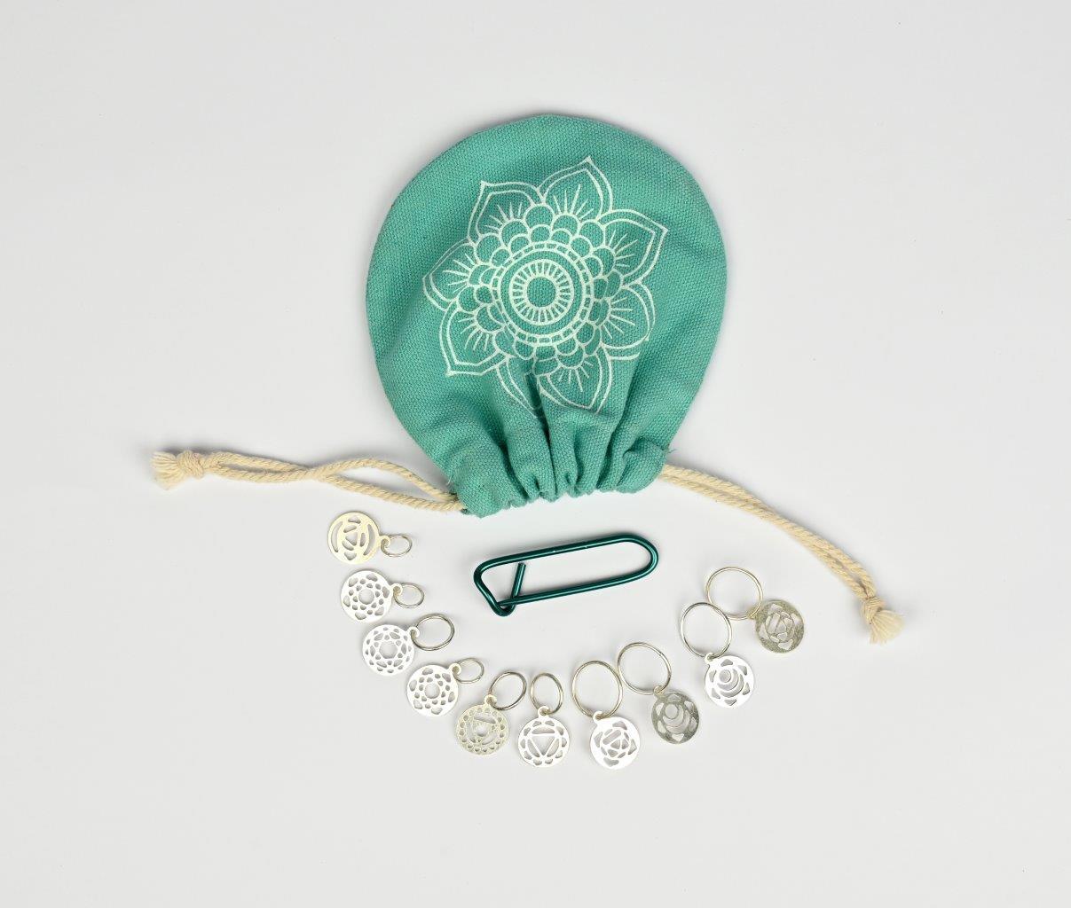 KnitPro Mindful Sterling Silver Plated Chakra Stitch Markers, Set of 10 pcs (36632) - Leo Hobby