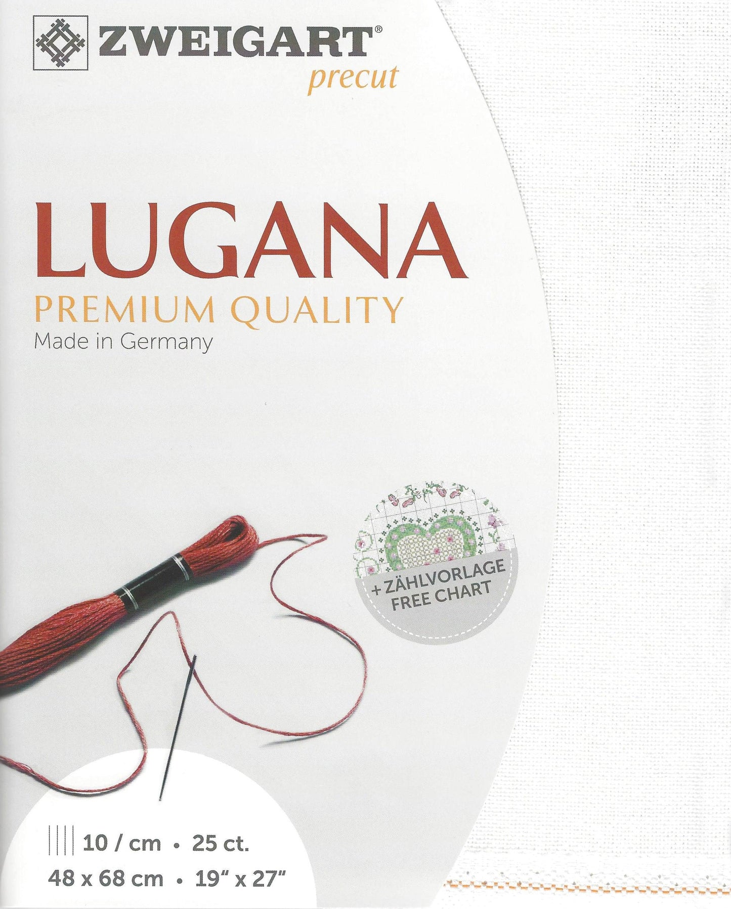 Zweigart Precut Lugana color 101 Antique White Fabric Cut 48 x 68 cm (19" x 27"), 10 Threads / cm - 25 ct (3835/101)