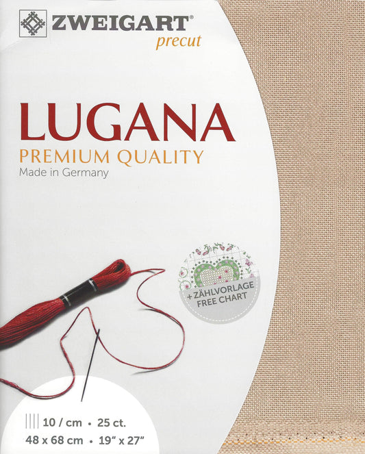 Zweigart Precut Lugana color 3021 Beige/Nougat Fabric Cut 48 x 68 cm (19" x 27"), 10 Threads / cm - 25 ct (3835/3021)