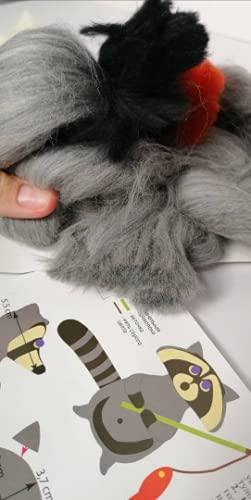 Momentos Magicos Feltworks Needle Felting Kit V-133 “Racoon”, Needle Felting Kit, Beginner Felting Kit, Felting Tools Included, Craft Kit for Adults and Kids