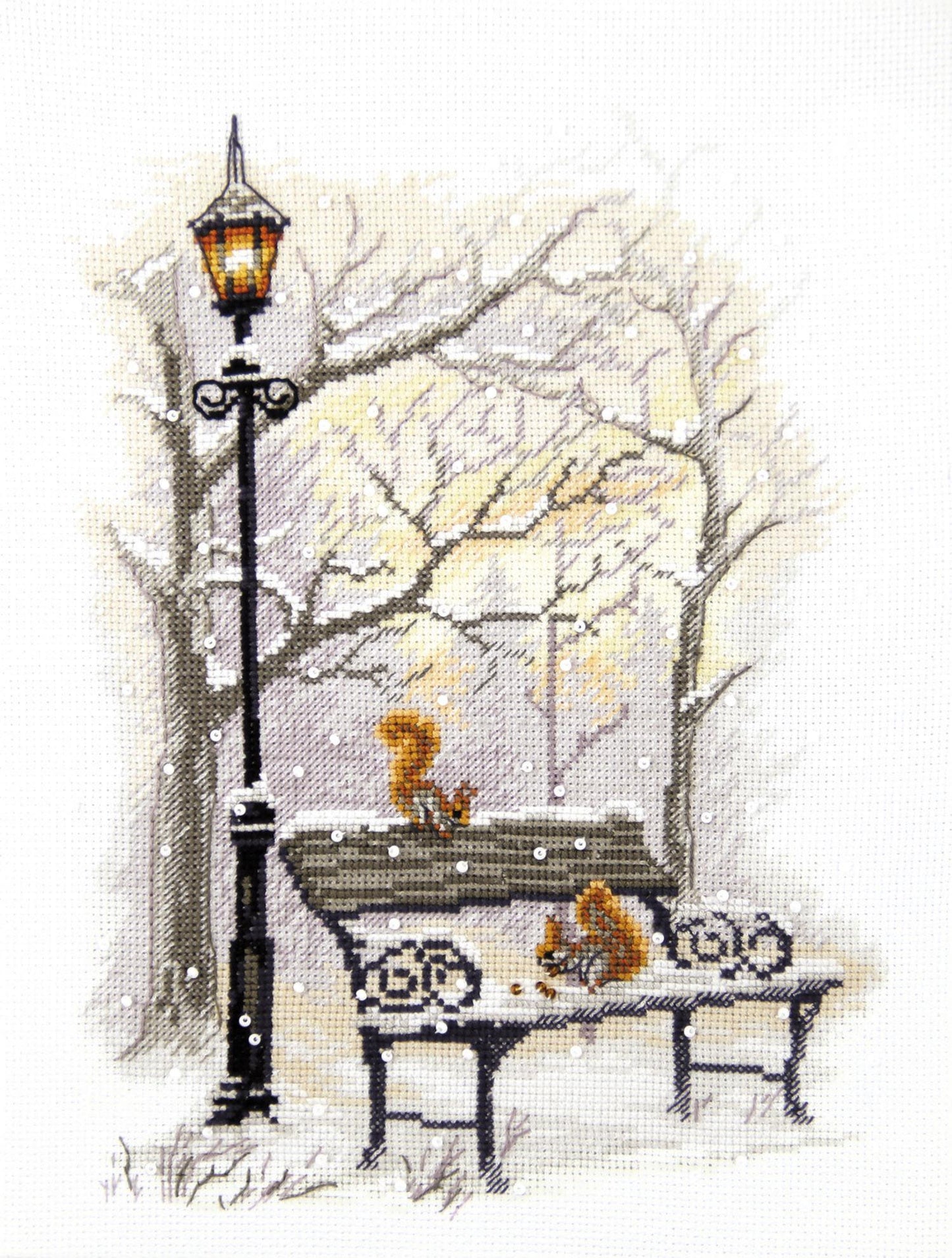 IN THE WINTER PARK, Counted Cross Stitch Kit, 16 count Aida, size 19 x 25 cm, Charivna mit | Momentos Magicos (M-420)