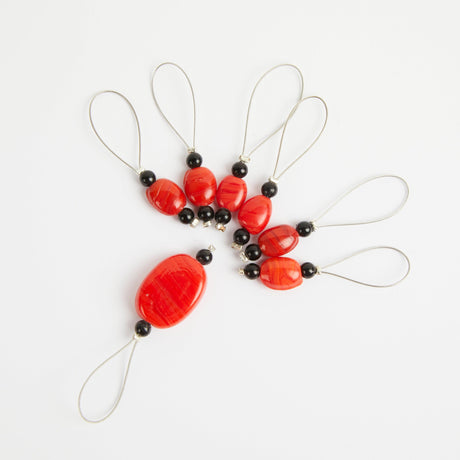 KnitPro NEW ZOONI Stitch Markers in Coloured Beads "Tangerine" (10934) - Leo Hobby