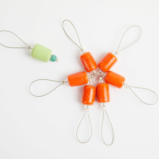 KnitPro NEW ZOONI Stitch Markers in Coloured Beads "Orange Lily" (10931) - Leo Hobby
