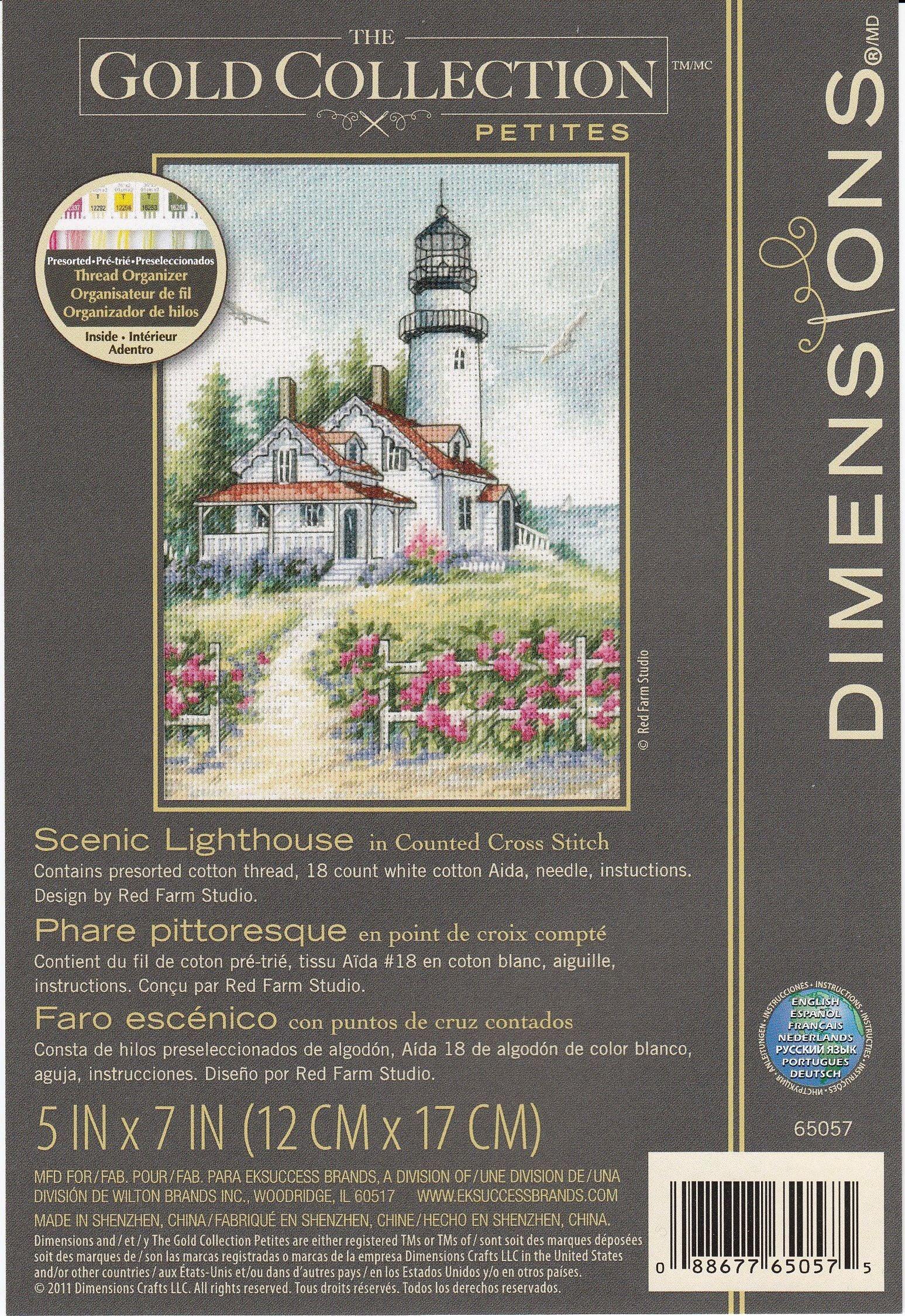 SCENIC LIGHTHOUSE, Counted Cross Stitch Kit, 18 count white Aida, DIMENSIONS, Gold Collection (65057) - Leo Hobby