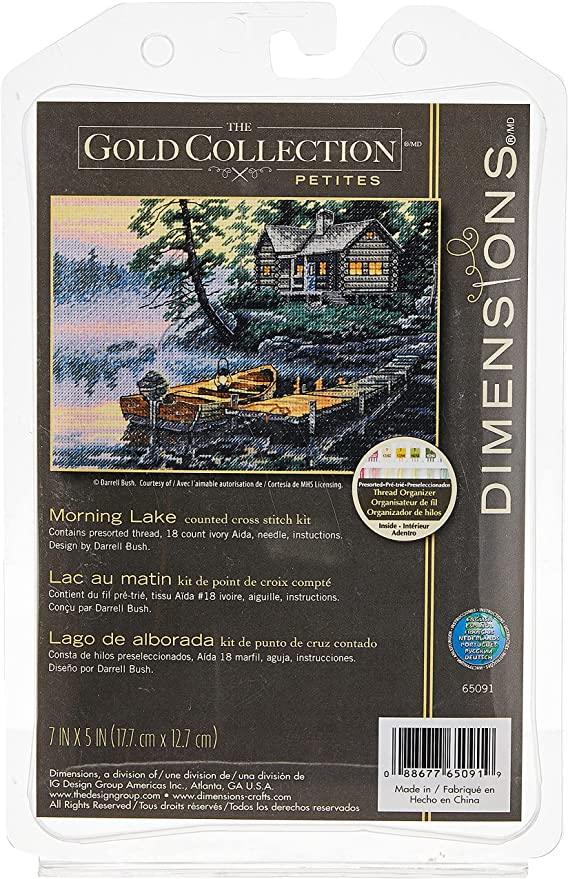 MORNING LAKE, Counted Cross Stitch Kit, 18 count cotton ivory Aida, DIMENSIONS, Gold Collection (65091)