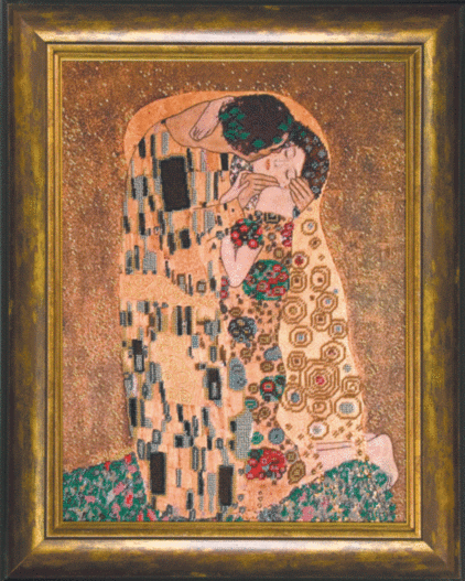 THE KISS By Gustav Klimt, Beadwork kit, Bead Embroidery, Needlepoint, Handcraft kit, DIY Beaded Painting 3D, Beadwork, size 35,5 x 46 cm, Charivna mit | Crystal Art (B-655) - Leo Hobby