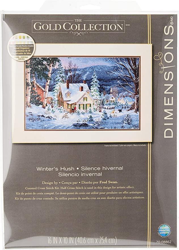 WINTER'S HUSH, Counted Cross Stitch Kit, 16 count grey Aida, DIMENSIONS (70-08862)